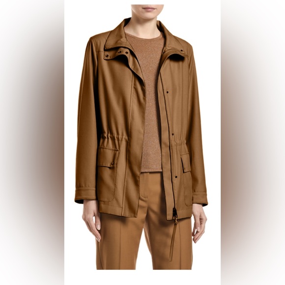 Agnona Wool Cargo-Pocket Drawstring Waist Jacket Size 38/2 Camel Brown - Picture 8 of 12